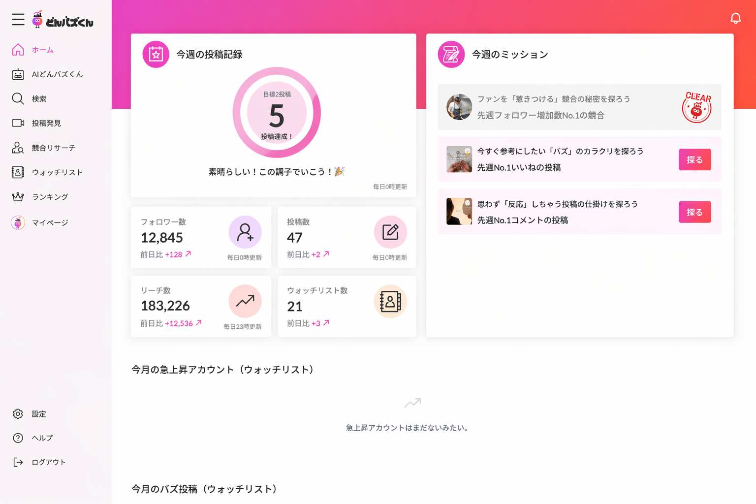 伴走パートナーの画面