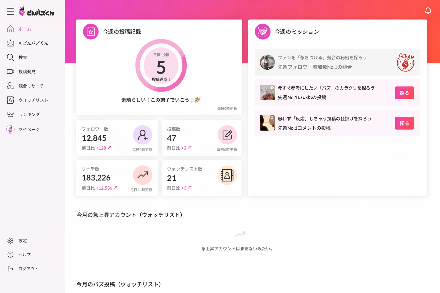 伴走パートナーの画面